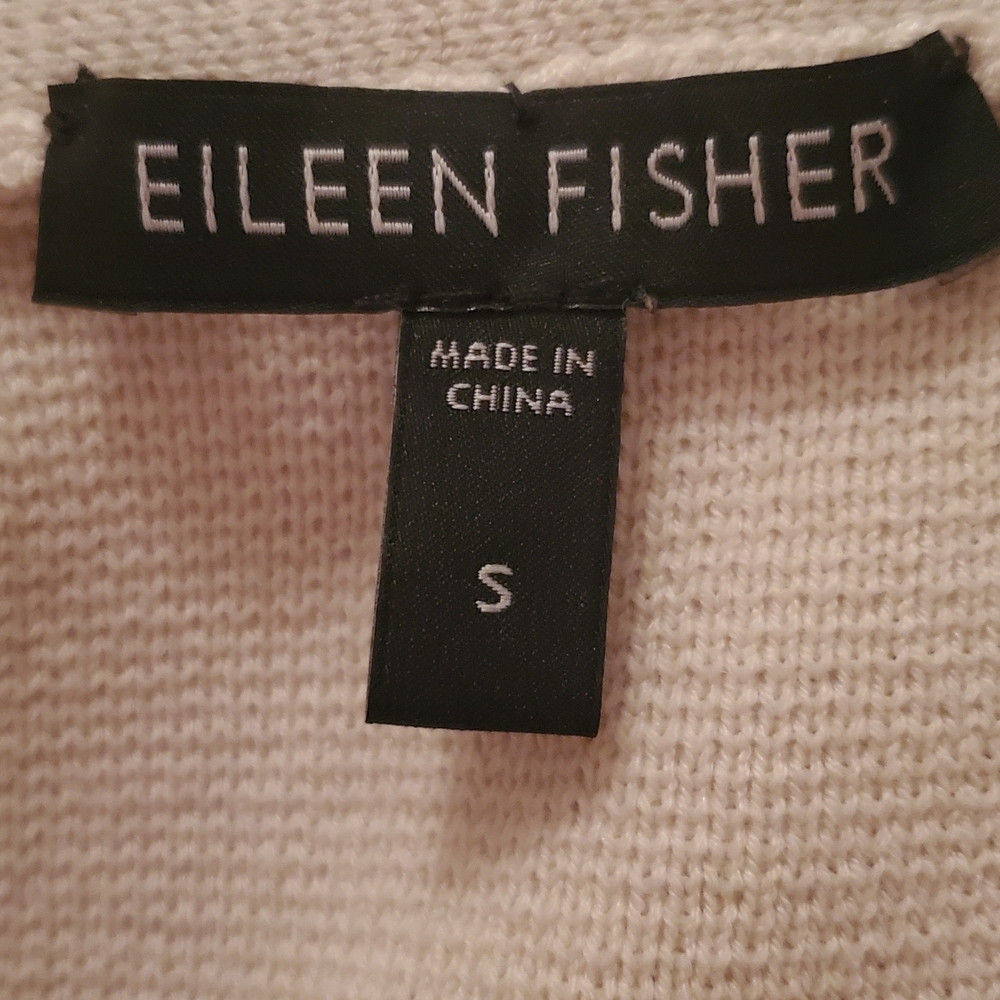 Eileen Fisher Cream Silk Cardigan Sweater, S View 2